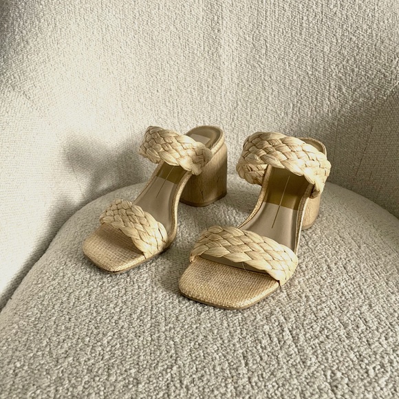 Dolce Vita Raffia Block Heel Sandals - Picture 1 of 5